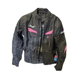 NWT HWK Touring Motorcycle Jacket Armor Pink Air Vents Rock Skater Punk Size Med